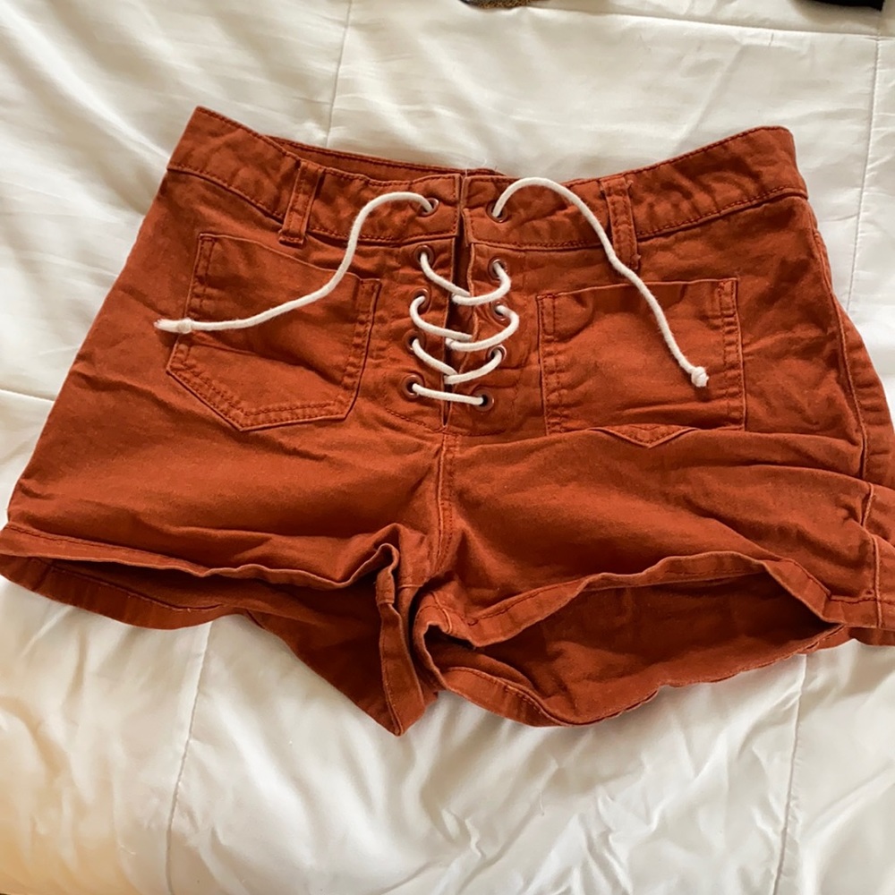 Orange high water tie shorts